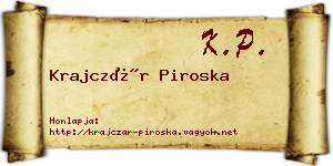Krajczár Piroska névjegykártya
